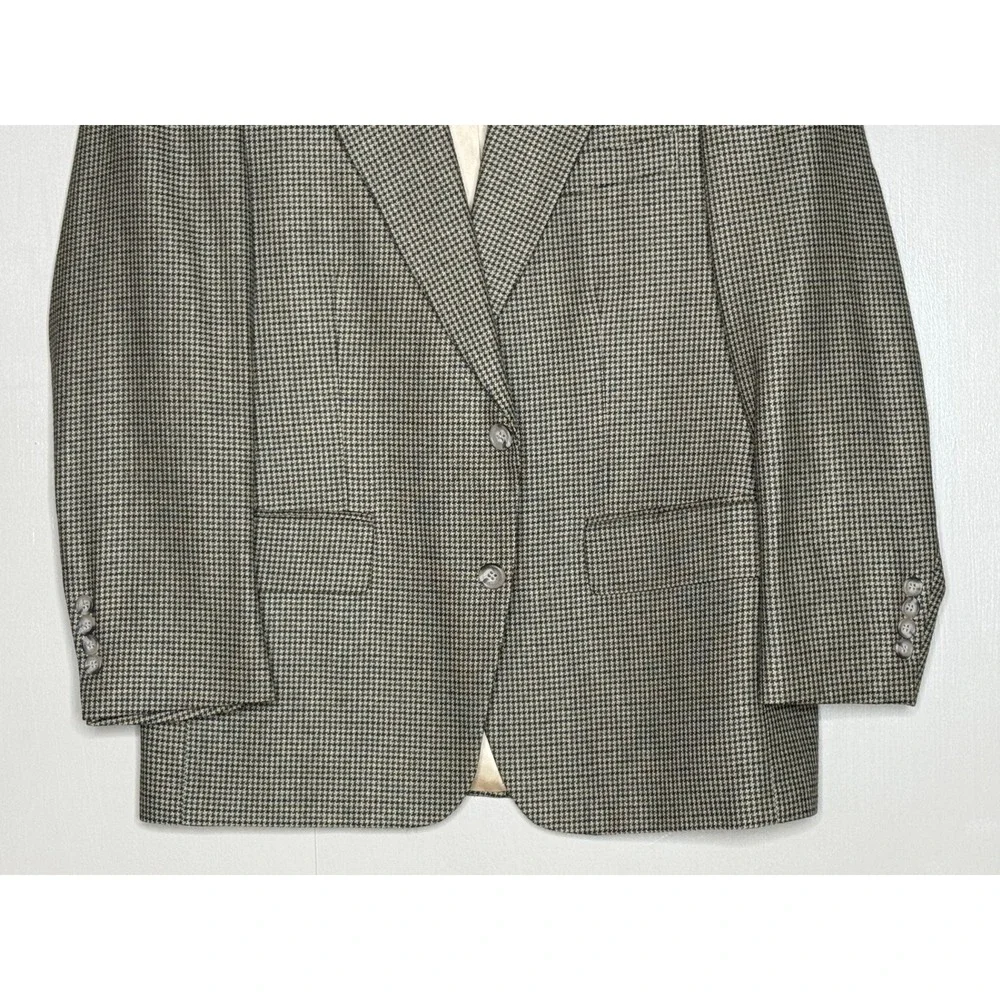 Silk Wool Houndstooth Blazer Mens 38S Robert Stock Sport Coat